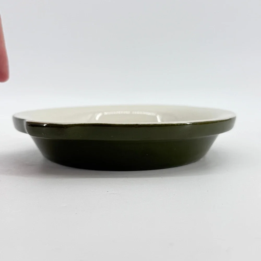 Hall Ceramic Baking Dish 513 Unisex Green White Vintage Tab Handle Stoneware